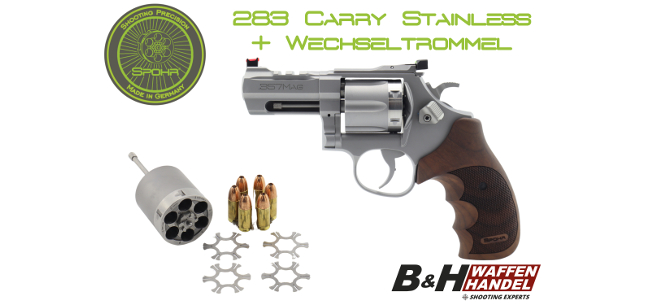 B&H Revolver 284 Carry Stainless mit Wechseltrommel exchange cylinder 4 Zoll .357 Magnum by SPOHR